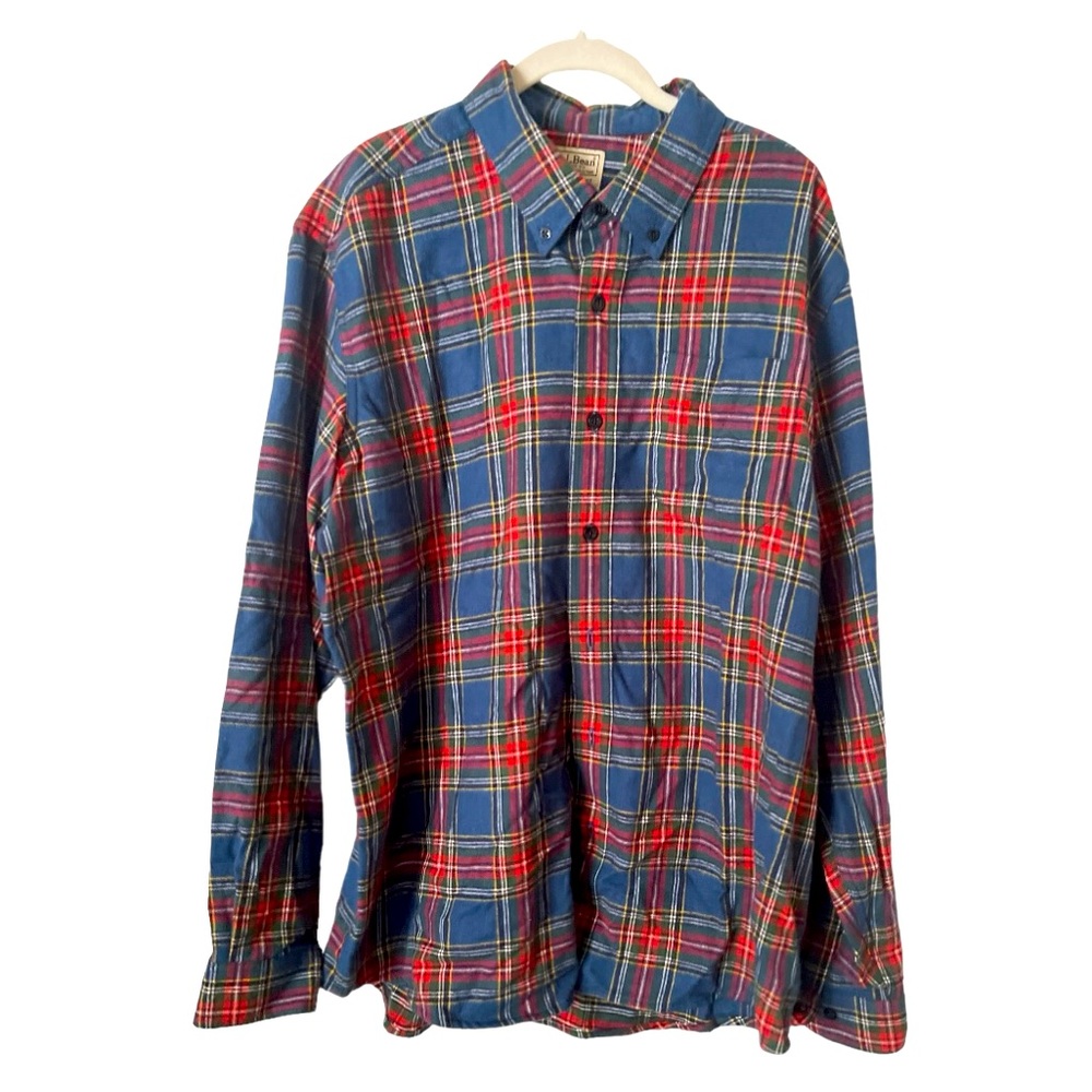 L.L. Bean Men's Scotch Plaid Flannel Shirt, Traditional Fit 100% Cotton L